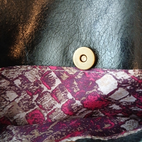 Elliott Lucca Black Genuine Leather Turn Lock Double Handle Bag - Picture 8 of 11